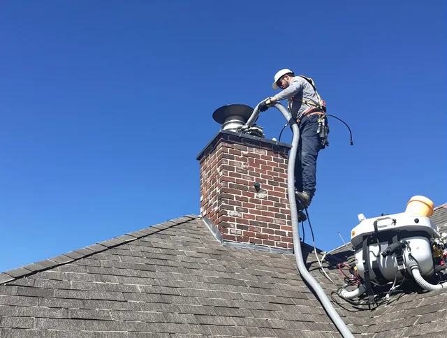 Dedicated Ocala Chimney Sweep team member cleaning a chimney in Ocala, FL