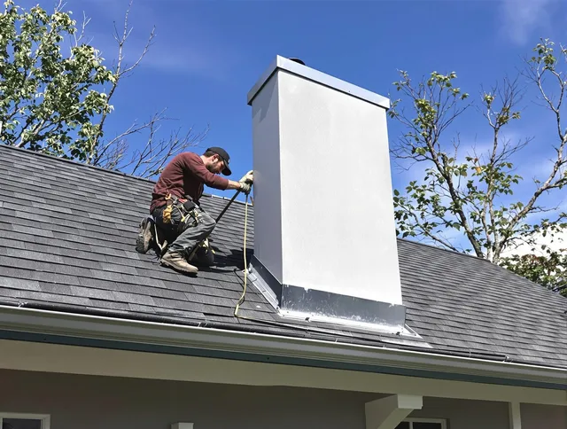 Ocala Chimney Sweep team member finishing chimney construction in Ocala, FL