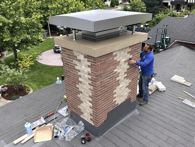 Ocala Chimney Sweep team working on a custom chimney remodel in Ocala, FL
