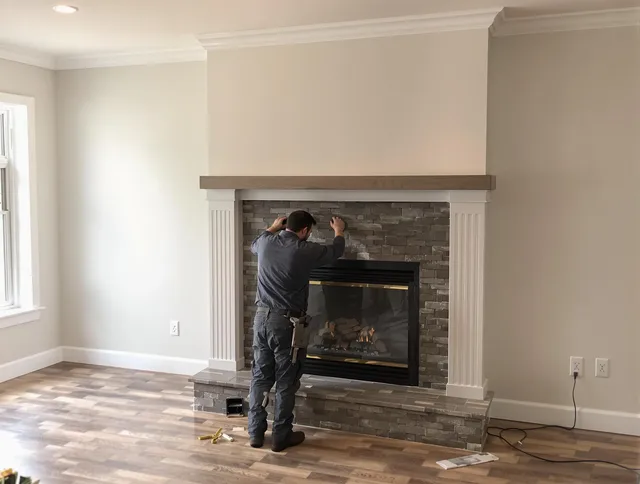 Ocala Chimney Sweep finishing a custom fireplace install in Ocala, FL